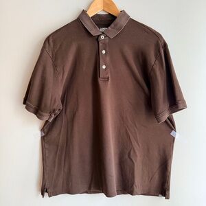 Lands' End Brown Short Sleeve Polo Shirt, Classic Fit, Men's Large